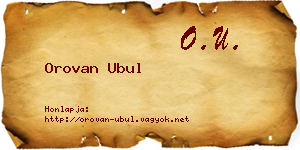 Orovan Ubul névjegykártya